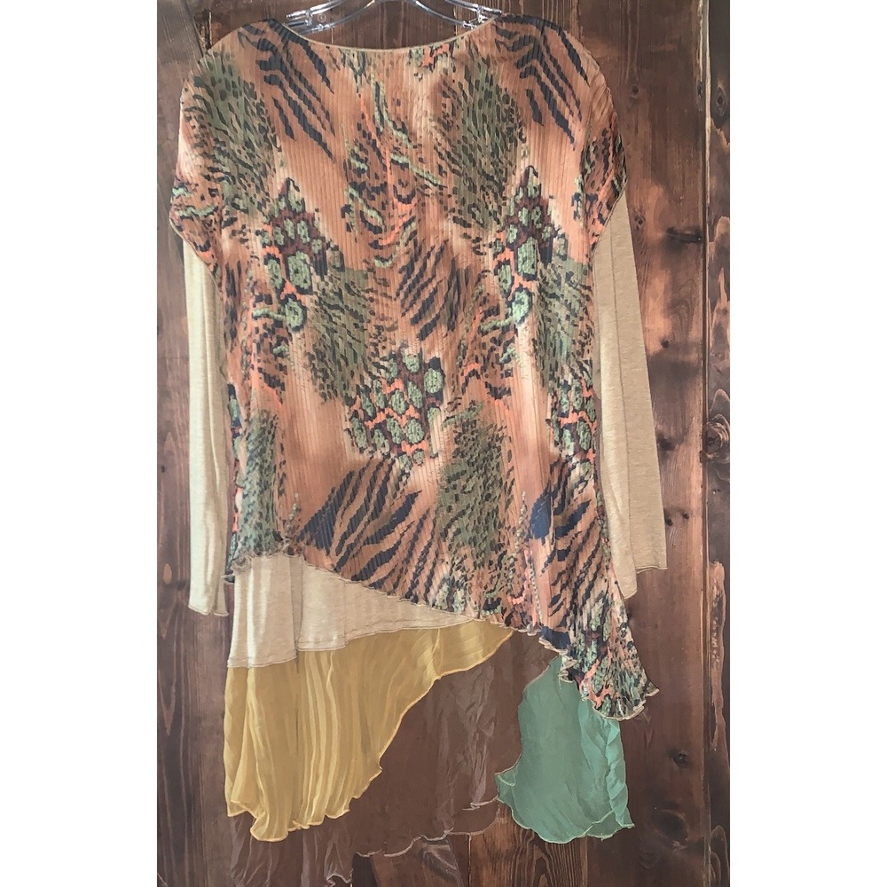 Seandara Dress Women's Sz XL Fall Multicolored Brown Layered Beaded LS NWT $78 - Picture 3 of 8
